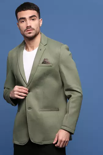 Showoff men's green slim fit single-breasted blazer