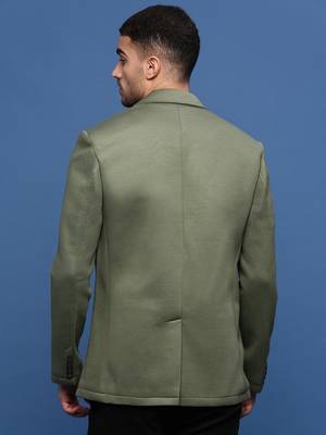 Showoff men's green slim fit single-breasted blazer 4