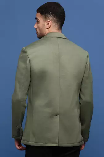 Showoff men's green slim fit single-breasted blazer