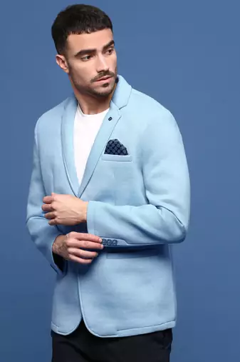 Showoff men's cream slim fit single-breasted blazer