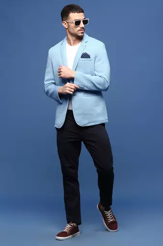 Showoff men's cream slim fit single-breasted blazer