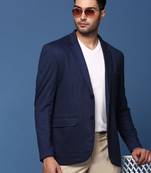 men's navy blue slim fit single breasted blazer