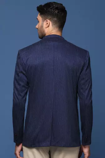 men's navy blue slim fit single breasted blazer