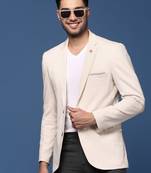 men's cream slim fit single breasted blazer