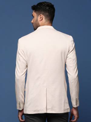 men's cream slim fit single breasted blazer 4