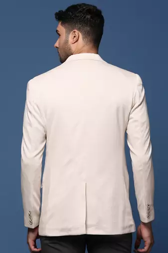 men's cream slim fit single breasted blazer