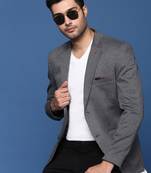 men's grey slim fit single breasted blazer