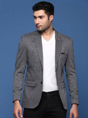 men's grey slim fit single breasted blazer 2