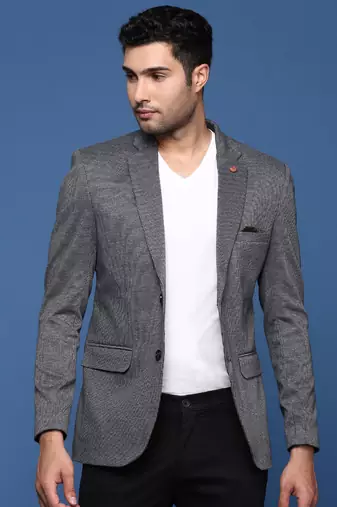 men's grey slim fit single breasted blazer