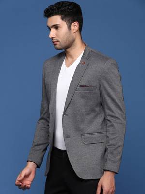 men's grey slim fit single breasted blazer 3