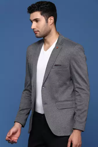 men's grey slim fit single breasted blazer