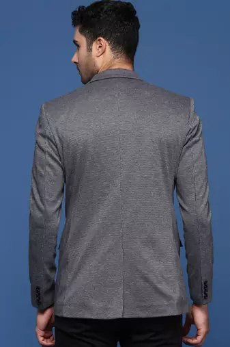men's grey slim fit single breasted blazer