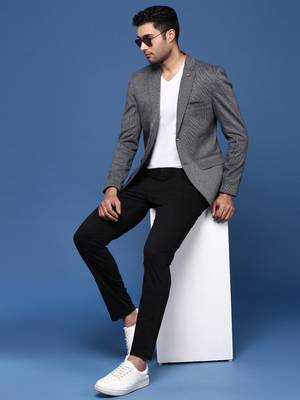 men's grey slim fit single breasted blazer 5