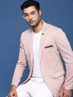 men's peach slim fit single breasted blazer 1