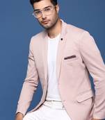 men's peach slim fit single breasted blazer