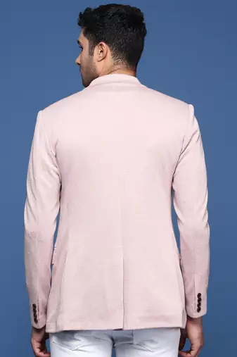 men's peach slim fit single breasted blazer
