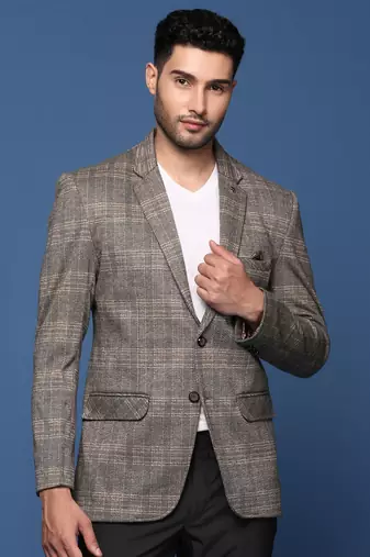 men's grey slim fit single breasted blazer