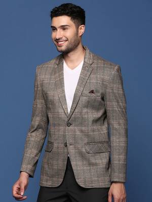 men's grey slim fit single breasted blazer 3