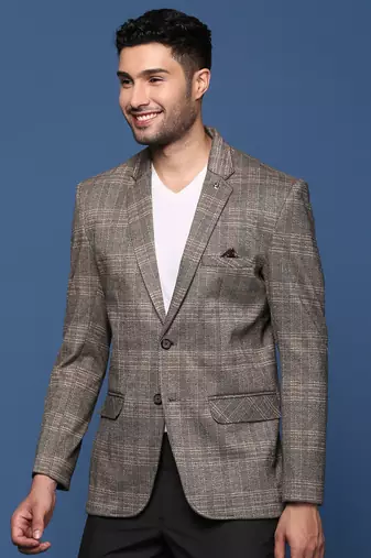 men's grey slim fit single breasted blazer