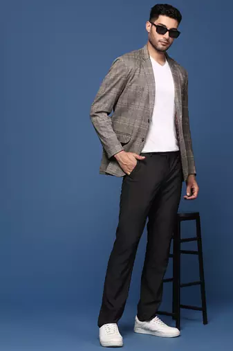 men's grey slim fit single breasted blazer