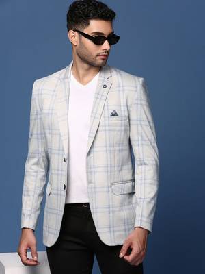 men's grey slim fit single breasted blazer 1