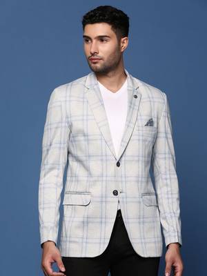 men's grey slim fit single breasted blazer 2