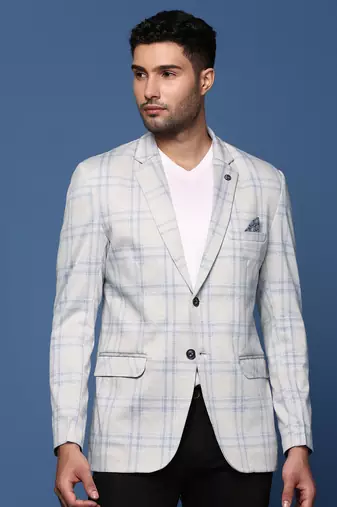 men's grey slim fit single breasted blazer