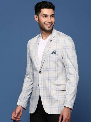 men's grey slim fit single breasted blazer 3