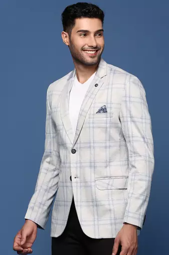 men's grey slim fit single breasted blazer
