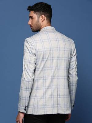 men's grey slim fit single breasted blazer 4