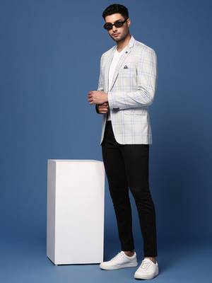 men's grey slim fit single breasted blazer 5