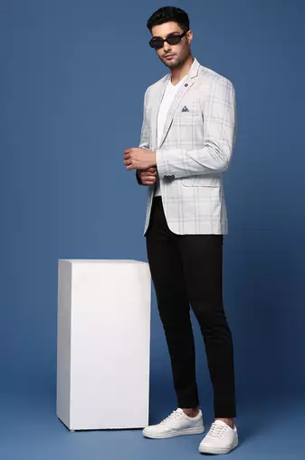 men's grey slim fit single breasted blazer
