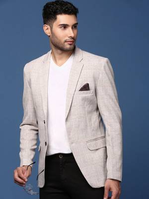 men's grey slim fit single breasted blazer 1