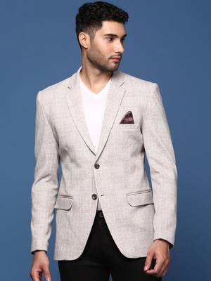 men's grey slim fit single breasted blazer 2
