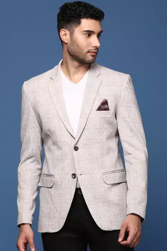 men's grey slim fit single breasted blazer