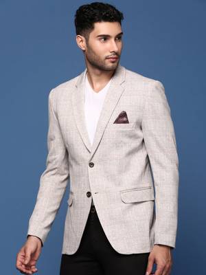 men's grey slim fit single breasted blazer 3