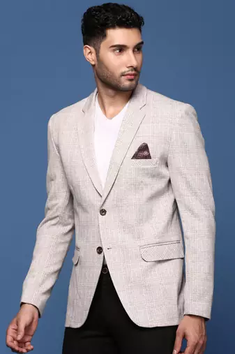 men's grey slim fit single breasted blazer