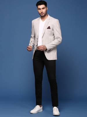 men's grey slim fit single breasted blazer 5