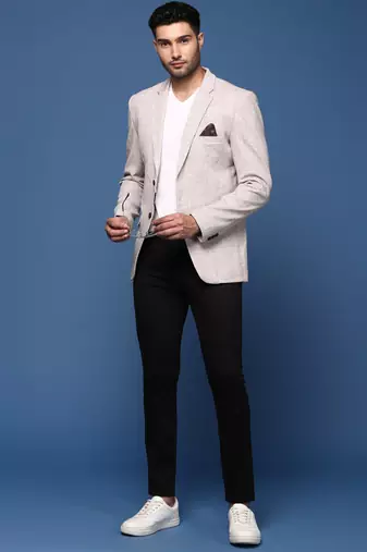 men's grey slim fit single breasted blazer