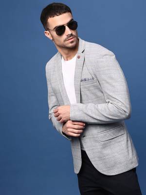 men's grey slim fit single-breasted blazer 1