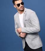 men's grey slim fit single-breasted blazer