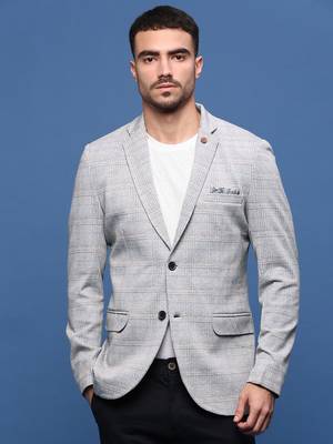 men's grey slim fit single-breasted blazer 2