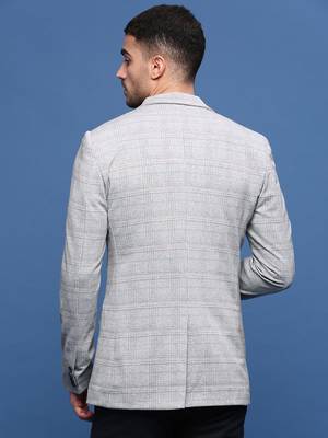 men's grey slim fit single-breasted blazer 4
