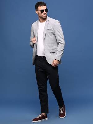 men's grey slim fit single-breasted blazer 5