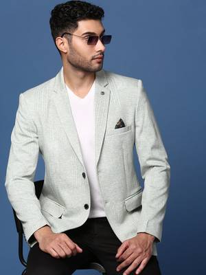 men's green slim fit single breasted blazer 1