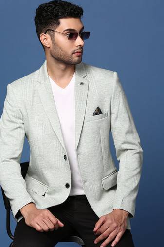 men's green slim fit single breasted blazer