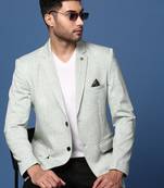 men's green slim fit single breasted blazer