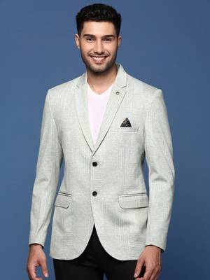 men's green slim fit single breasted blazer 2