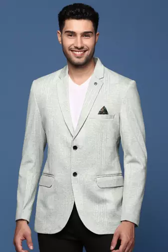 men's green slim fit single breasted blazer