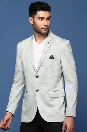 men's green slim fit single breasted blazer